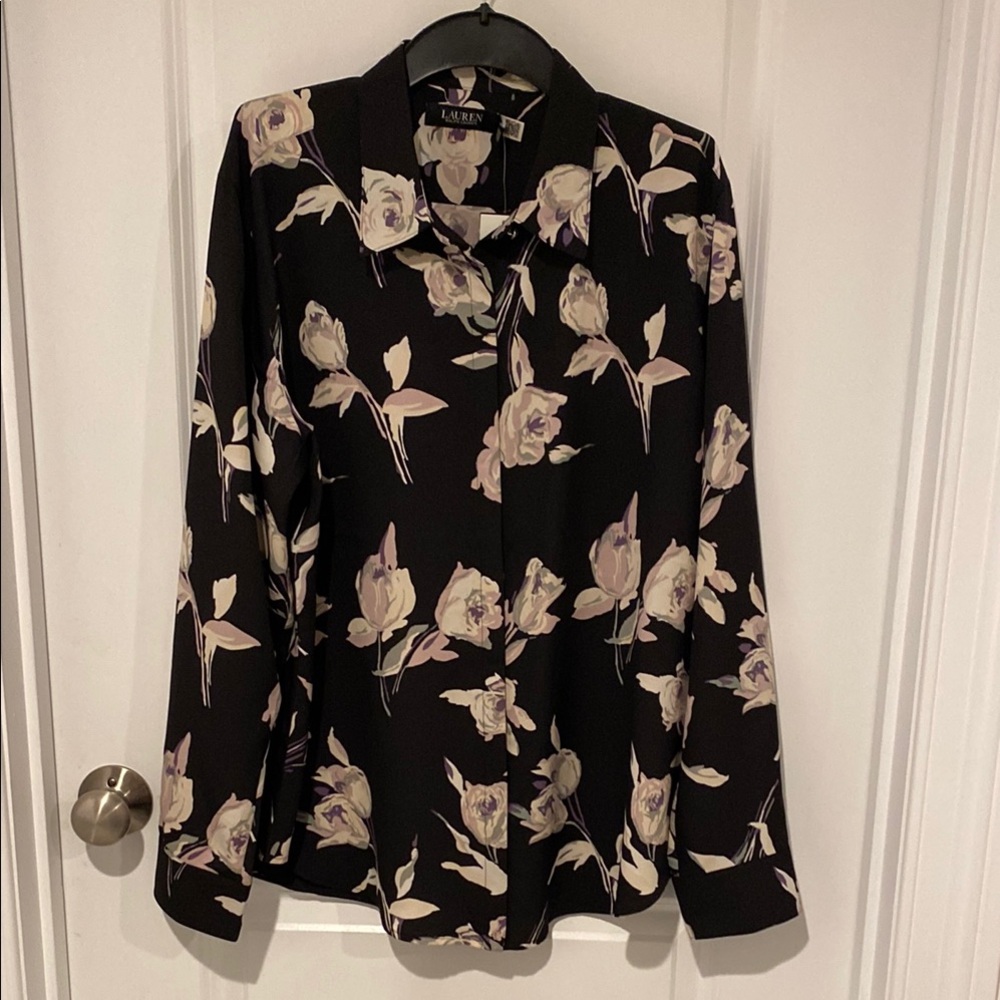 Lauren Black Floral Blouse